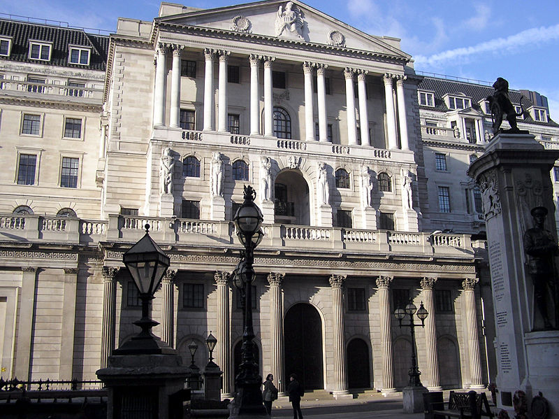 O Banco de Inglaterra, banco central do Reino Unido